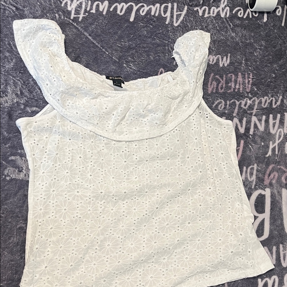 Old Navy White Eyelet Ruffle Blouse